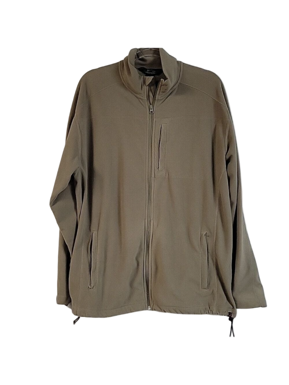 Woolrich Men's Full-Zip Fleece Jacket, Long-Sleeved, Tan, Mock Neck, Size XL